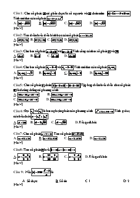 Kiểm tra môn Toán 12 - Phần số phức